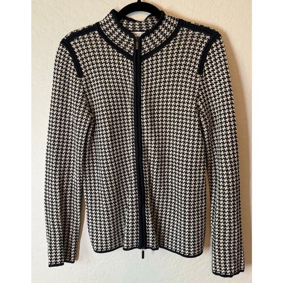 Max Mara Black and White Houndstooth Jacket Cardigan Size Medium - Picture 1 of 5